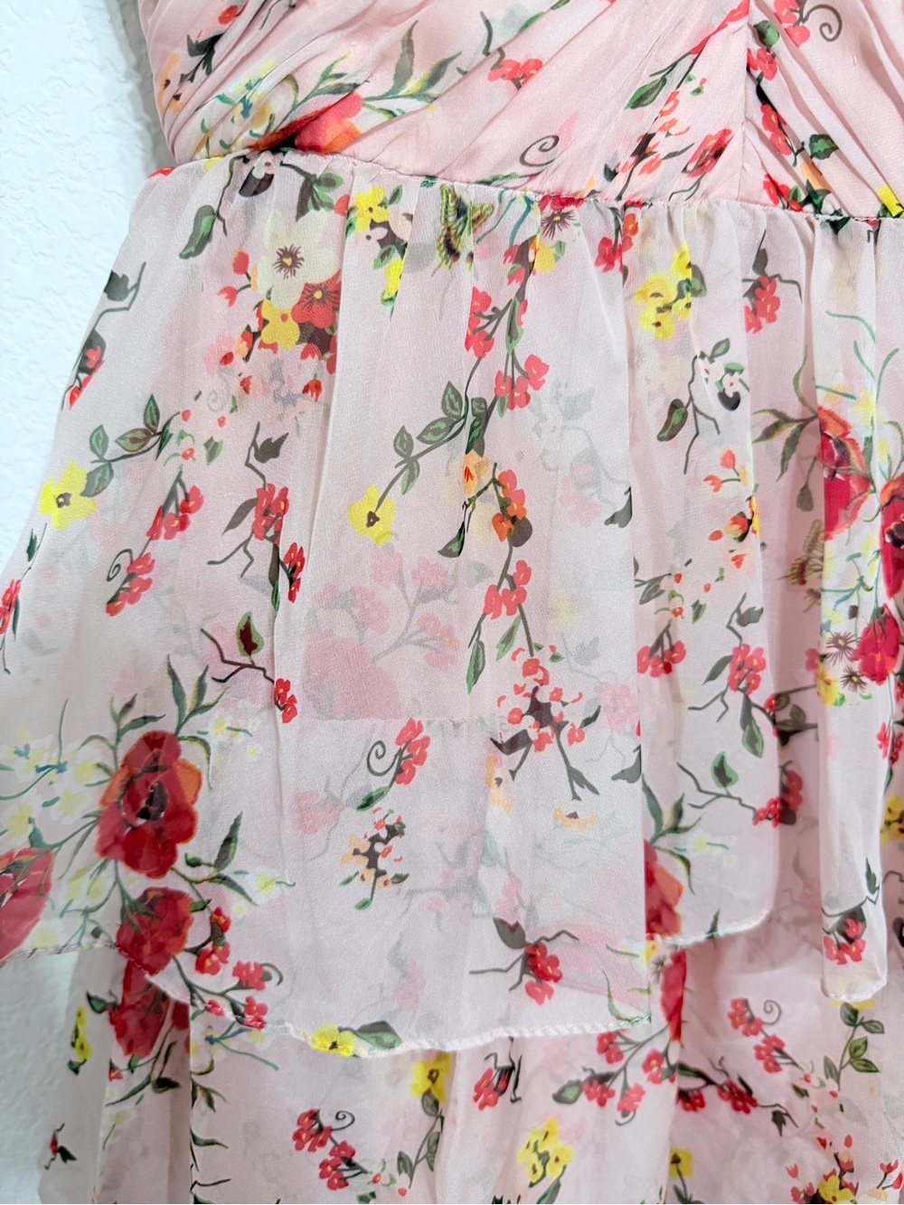 Anthropologie Mac Duggal Pink Floral Tiered Ruffle Maxi Dress size 4 - Picture 13 of 15